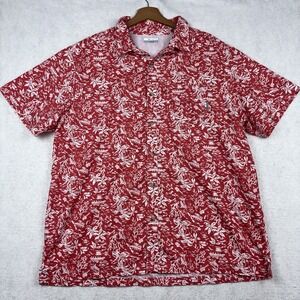 Columbia PFG Shirt Super Slack Tide Camp Red Vented Fishing Gear AOP Beach